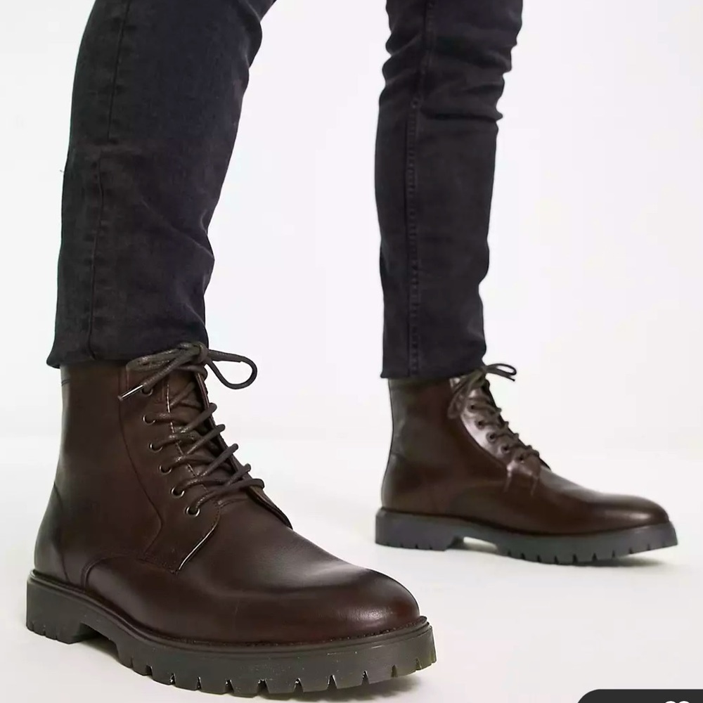 H&M Oxblood Lace-Up Boots. NWOT. Size 10.5 US
